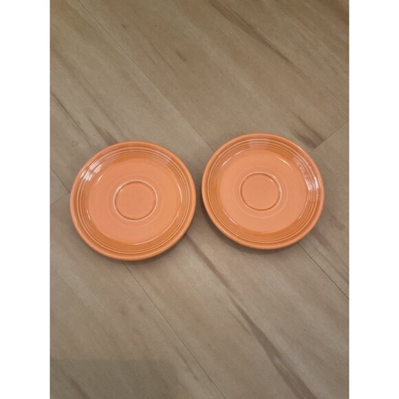 2 Fiesta Homer Laughlin Co. Made In USA Orange Saucer Plate Lead Free - Picture 1 of 5